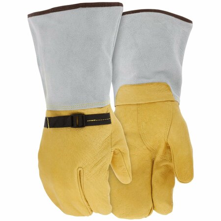 MCR SAFETY Gloves, Pig 2 finger mitt Wool Lined, L, 12PK 49653L